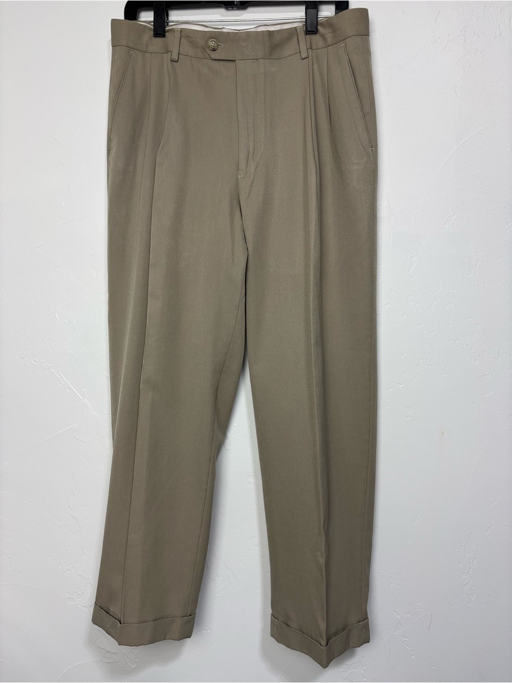 Joseph & Feiss International Men's Dress Pant Slacks Pleated Khaki HEMMED 34x27